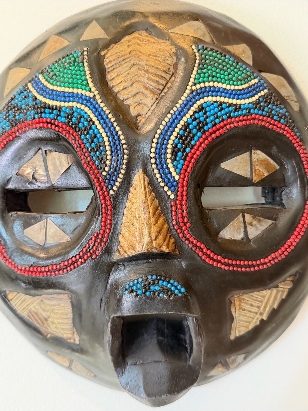Handcrafted African Decorative Mask with Colorful Beadwork